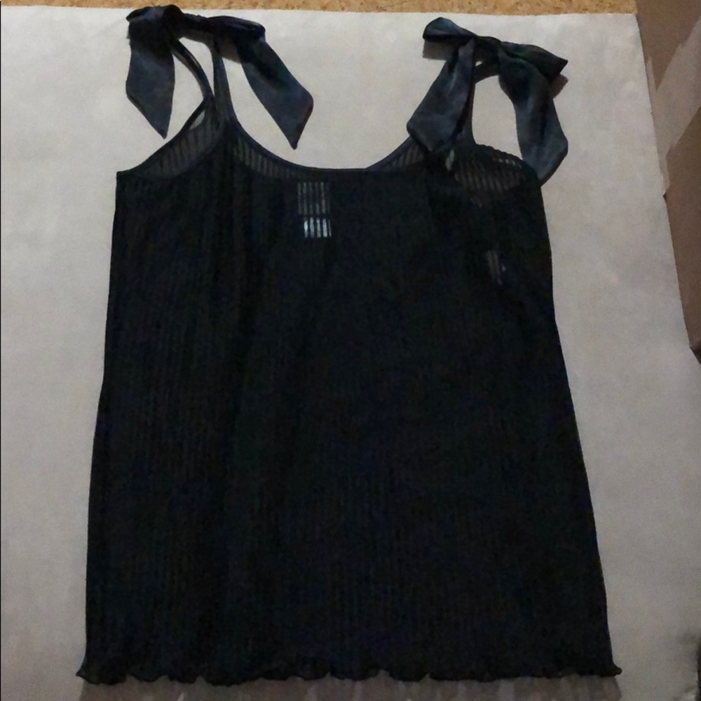 Black sheer tank top with black bows